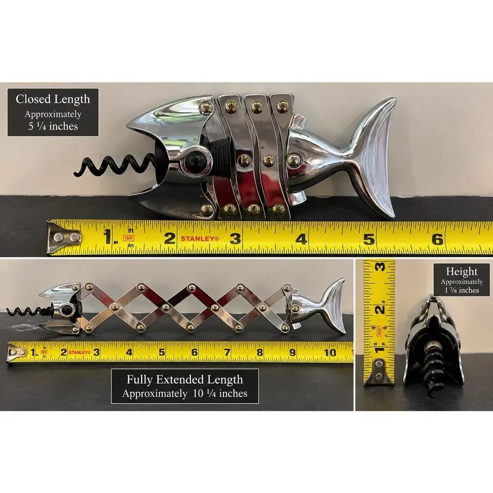 Articulated Fish Corkscrew Bottle Opener – Expandable Lazy Fish Style Barware